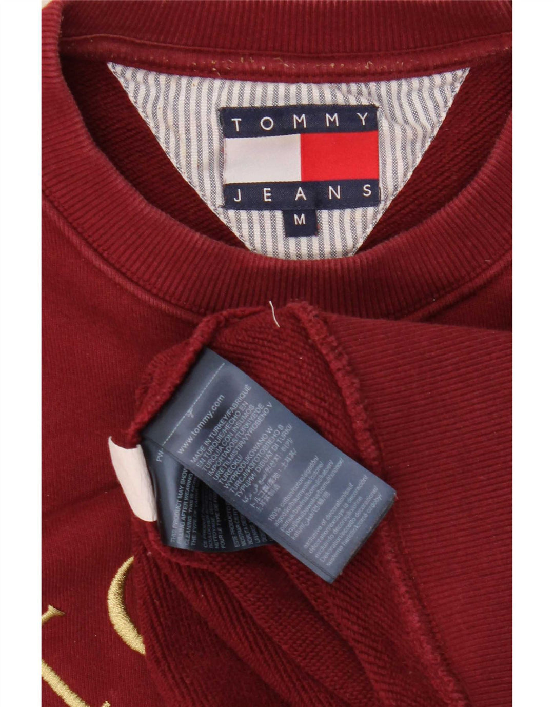 Γραφικό ανδρικό φούτερ Tommy Hilfiger Jumper Μεσαίο μπορντό βαμβακερό
