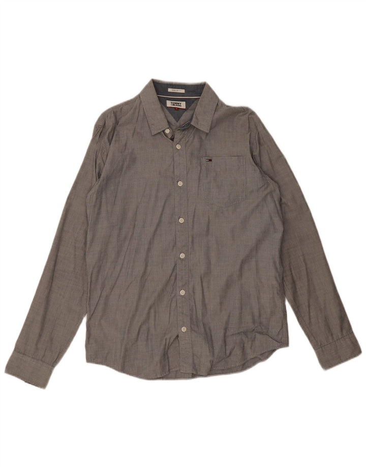 Tommy Hilfiger Ανδρικό πουκάμισο με κανονική εφαρμογή, μεσαίο γκρι βαμβακερό