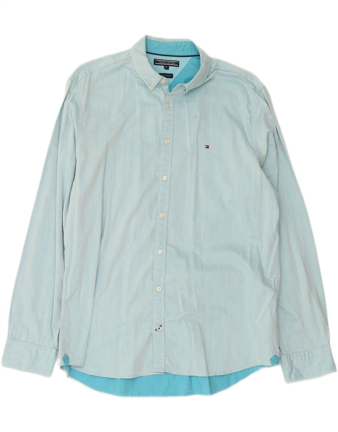 TOMMY HILFIGER Mens Flannel Shirt XL Blue Cotton Vintage Tommy Hilfiger and Second-Hand Tommy Hilfiger from Messina Hembry 