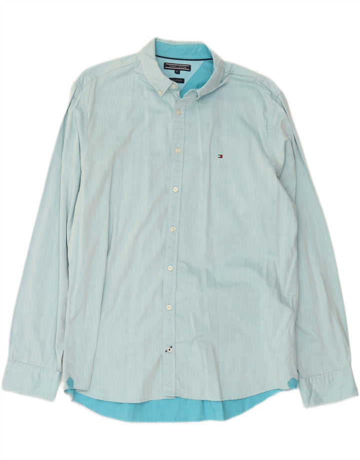 TOMMY HILFIGER Mens Flannel Shirt XL Blue Cotton Vintage Tommy Hilfiger and Second-Hand Tommy Hilfiger from Messina Hembry 