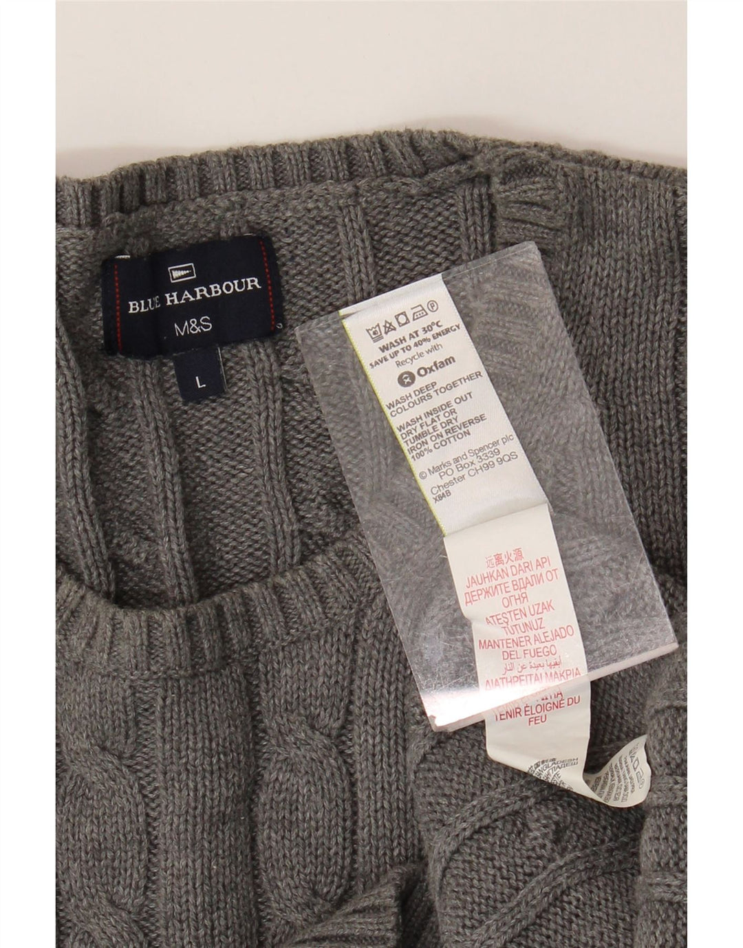 Ανδρικό πουλόβερ Marks & Spencer Blue Harbour Crew Neck Jumper Large Grey