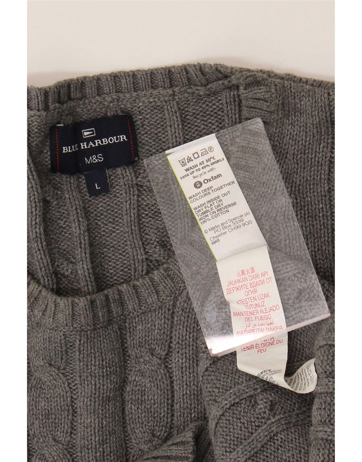 Ανδρικό πουλόβερ Marks & Spencer Blue Harbour Crew Neck Jumper Large Grey