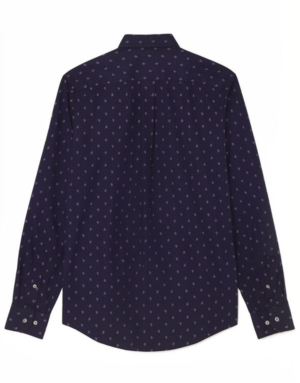 Tommy Hilfiger Mens Shirt Medium Navy Blue Paisley Cotton