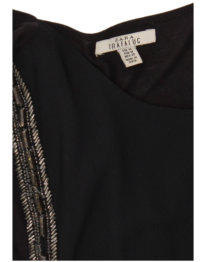 Zara Γυναικεία Αμάνικη Μπλούζα Τοπ UK 12 Medium Black