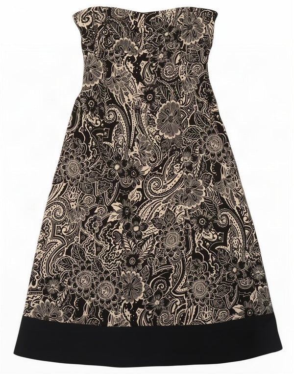 Coast Γυναικείο Στράπλες Φόρεμα UK 8 Small Black Paisley Βαμβακερό