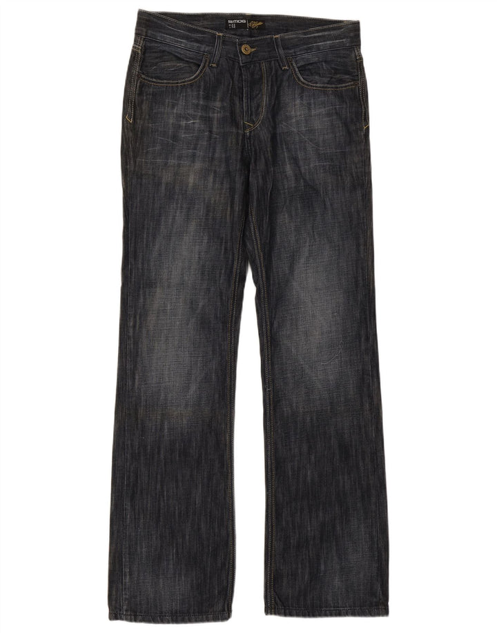 Smog Mens Bootcut Jeans W32 L34 Navy Blue