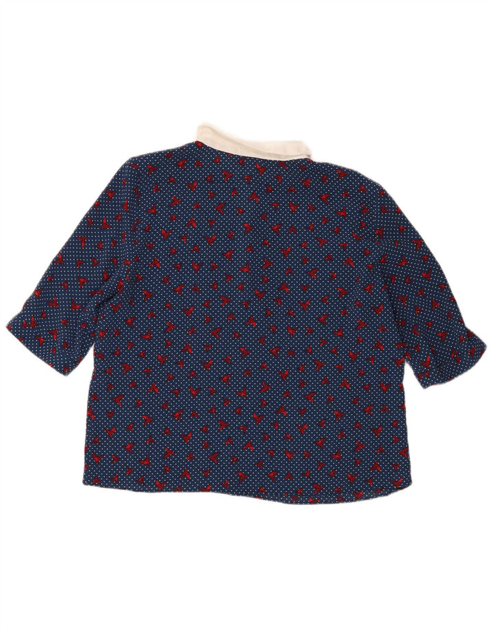 Zara Γυναικεία Μπλούζα Trafaluc Τοπ UK 14 Medium Blue Spotted Polyester