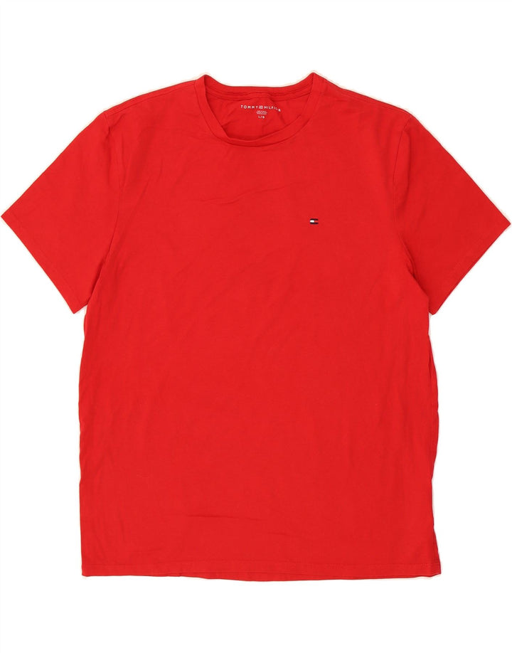 TOMMY HILFIGER Mens T-Shirt Top Large Red Cotton Vintage Tommy Hilfiger and Second-Hand Tommy Hilfiger from Messina Hembry 