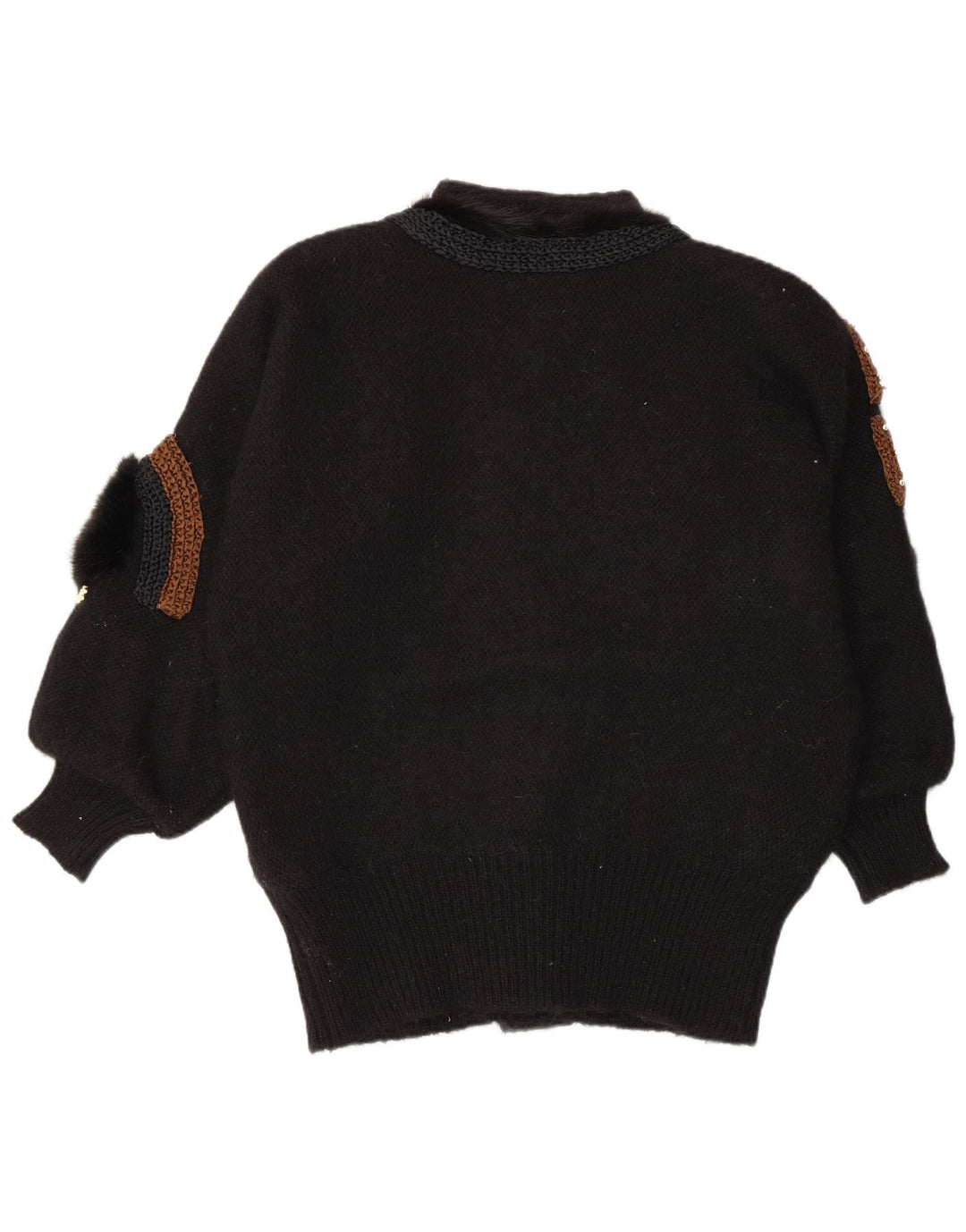 VINTAGE Womens Abstract Pattern Cardigan Sweater EU 42/44 Large Black