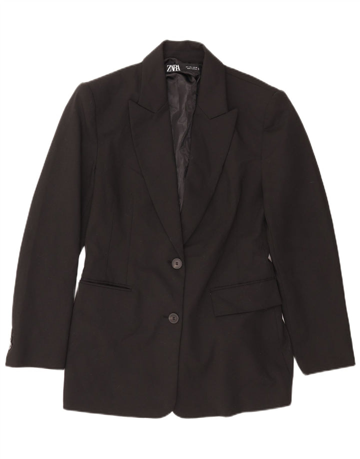 Zara Γυναικείο μπουφάν blazer UK 14 μεγάλου μαύρου πολυεστέρα