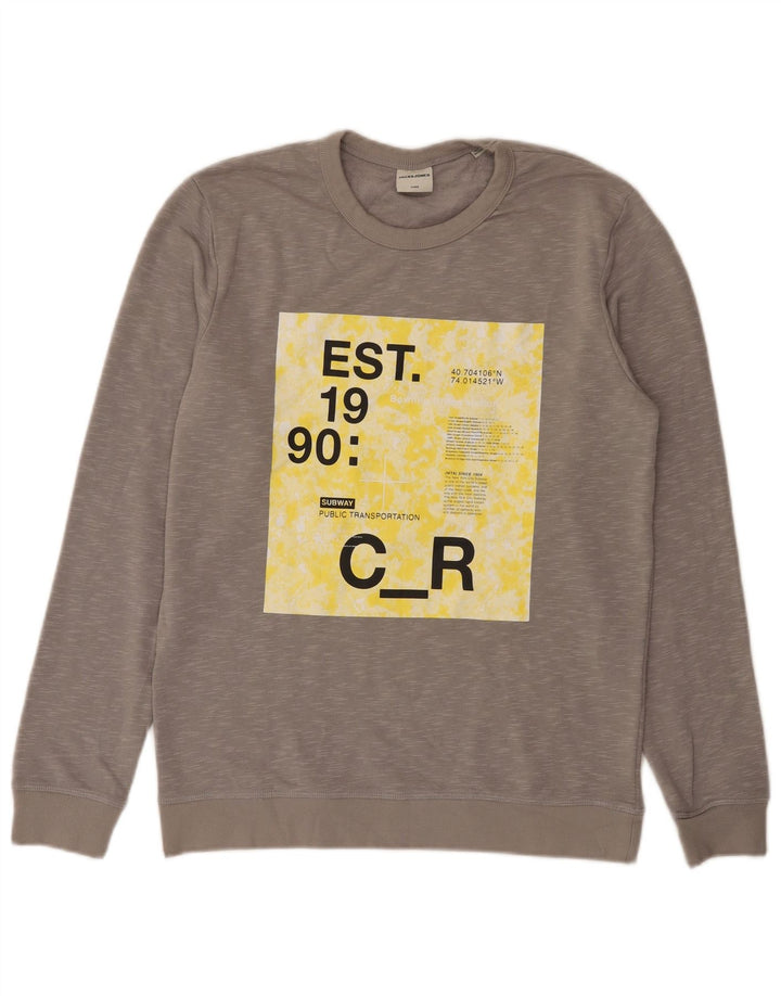 Ανδρικό γραφικό φούτερ Jack & Jones Jumper Medium Grey Flecked
