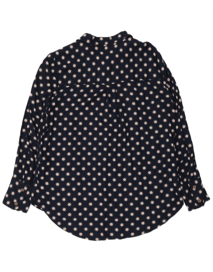 Marks & Spencer Γυναικείο πουκάμισο μπλούζα UK 12 Medium Navy Blue Floral Viscose