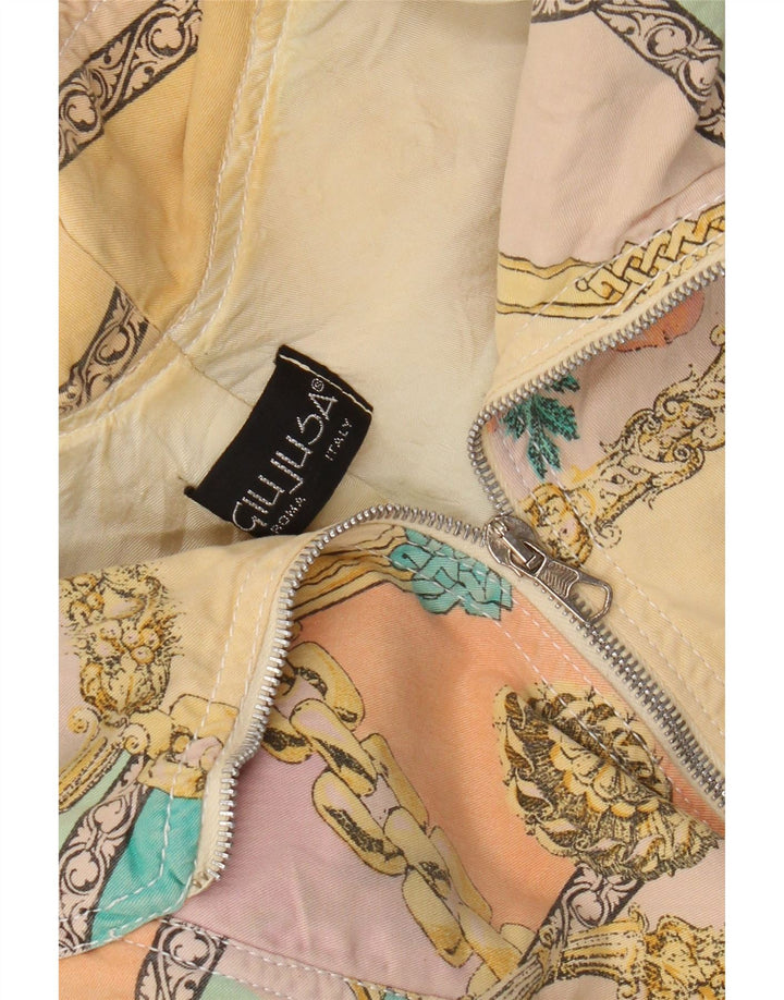 Vintage Γυναικείο Crop Bomber Jacket UK 12 Medium Πολύχρωμο Floral Βαμβακερό