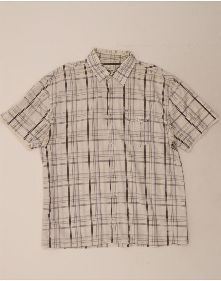 TOM TAILOR Mens Short Sleeve Shirt 2XL White Check Cotton Vintage Tom Tailor and Second-Hand Tom Tailor from Messina Hembry 