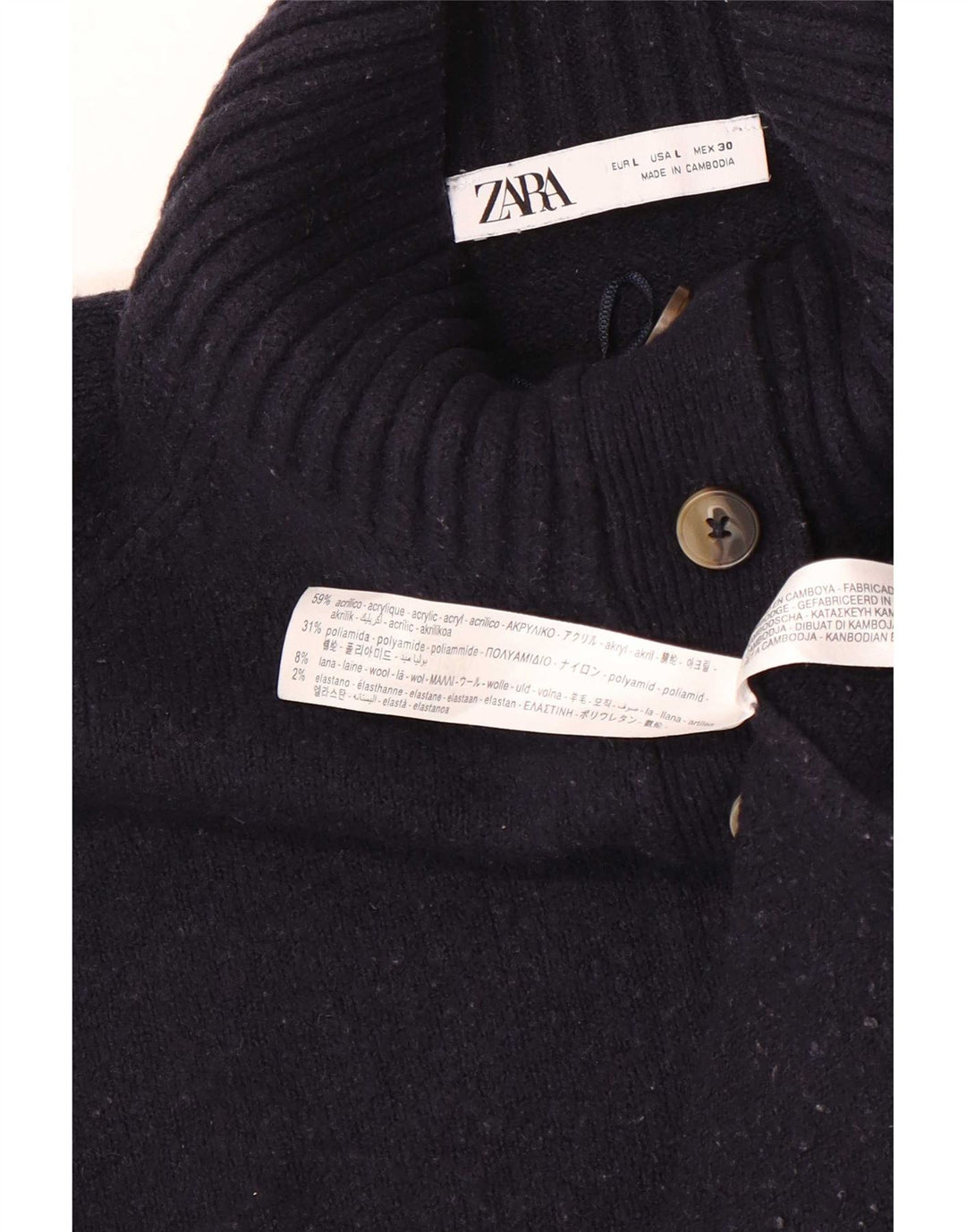 Zara γυναικείο πουλόβερ με λαιμό και λαιμό μεγάλου μεγέθους UK 16 μπλε ναυτικό