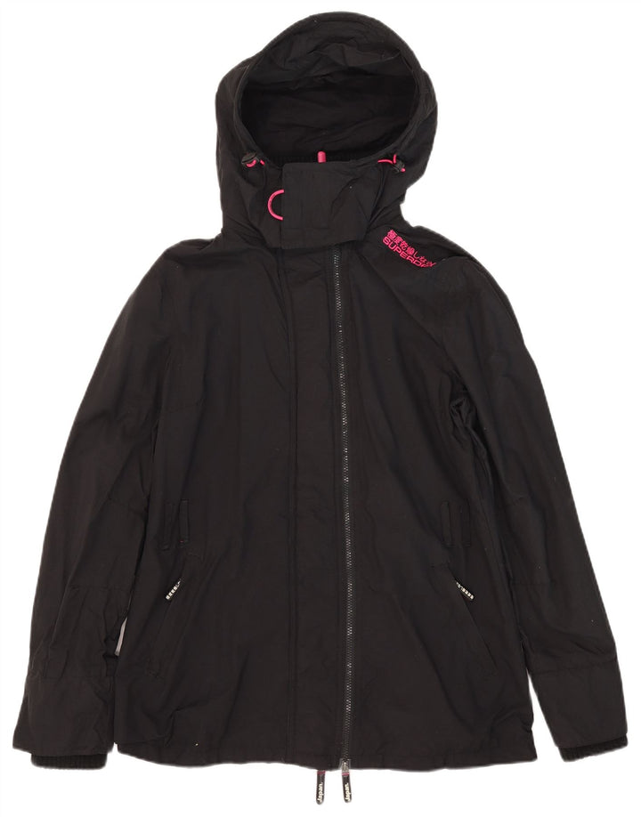 Superdry Γυναικείο Windmac Hooded Windbreaker Jacket UK 16 Large Black Nylon
