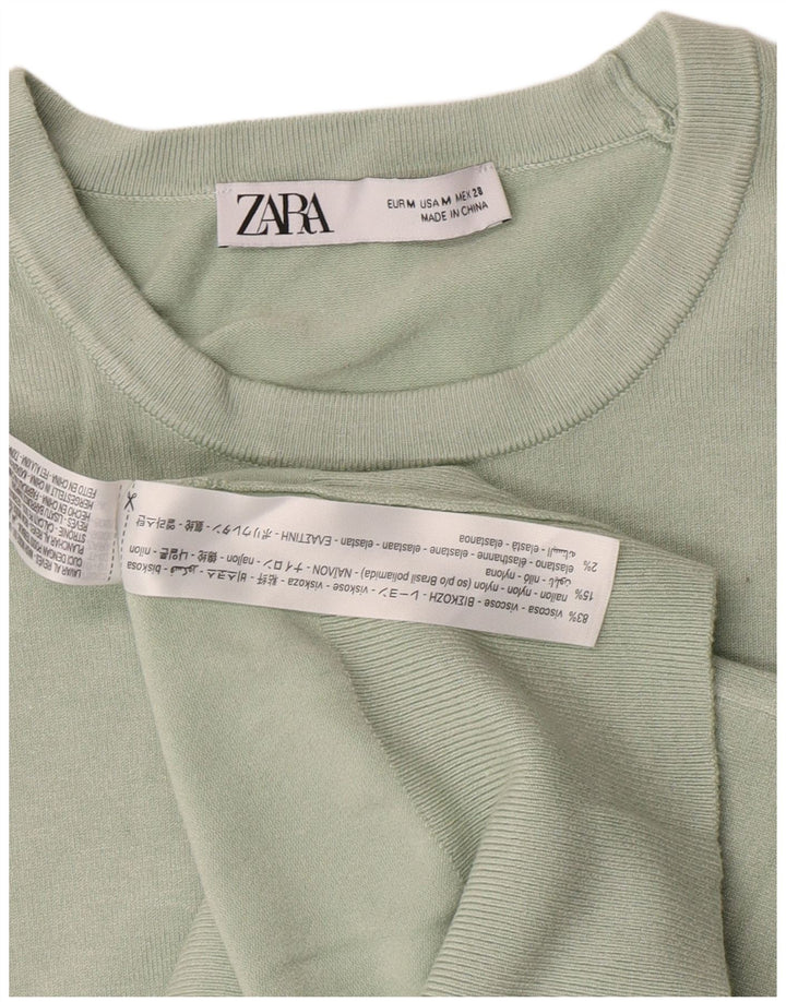 Zara Γυναικείο πουλόβερ με λαιμόκοψη UK 12 μεσαία πράσινη βισκόζη