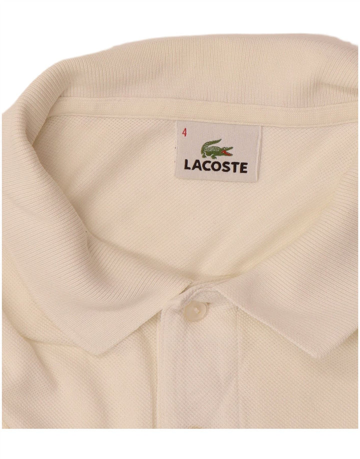 LACOSTE Mens Polo Shirt Size 4 Medium White Cotton