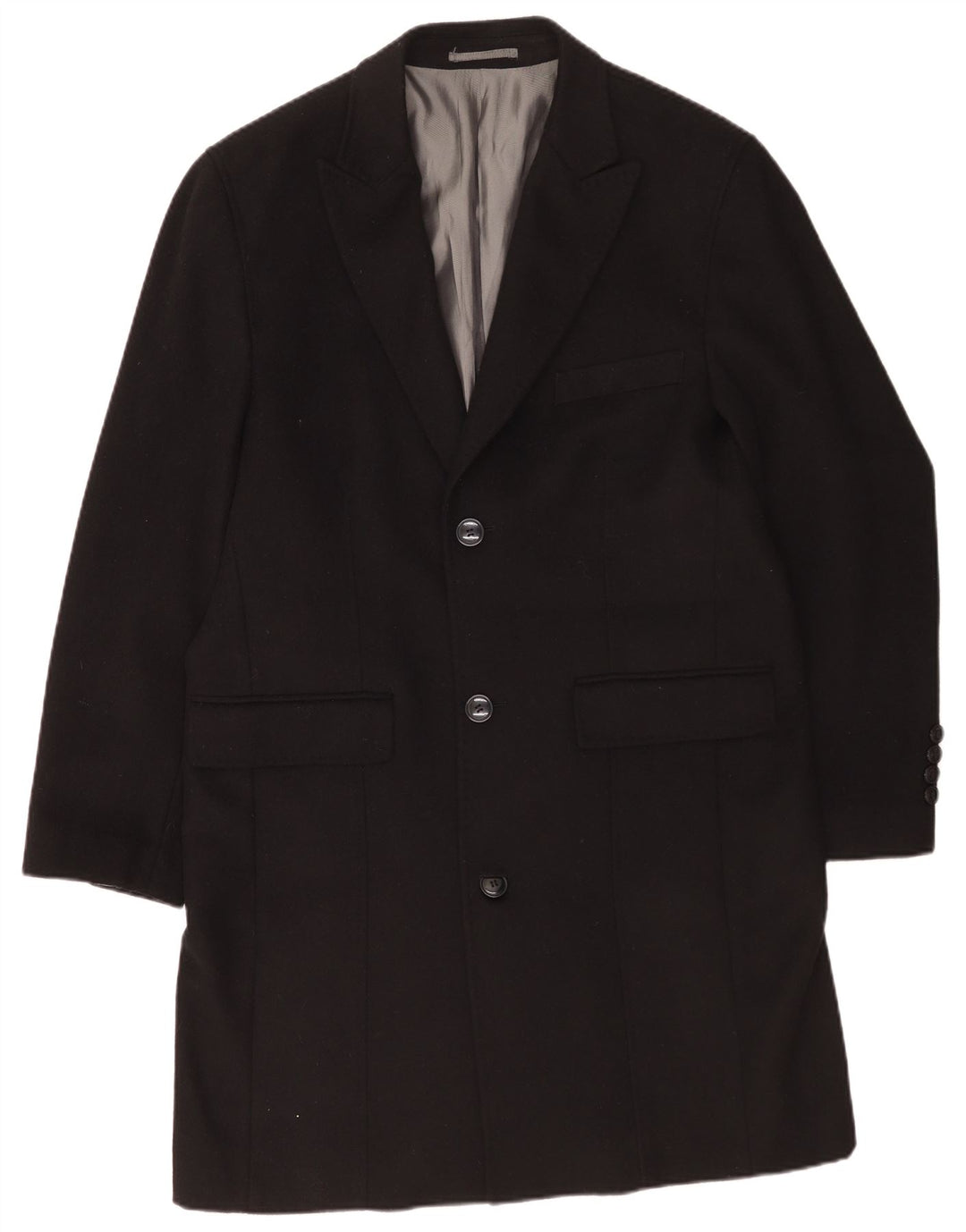 Ανδρικό παλτό Pierre Cardin κανονική εφαρμογή UK 42 XL Black Wool Classic