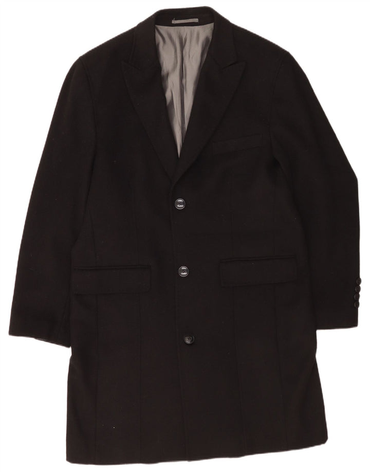 Ανδρικό παλτό Pierre Cardin κανονική εφαρμογή UK 42 XL Black Wool Classic