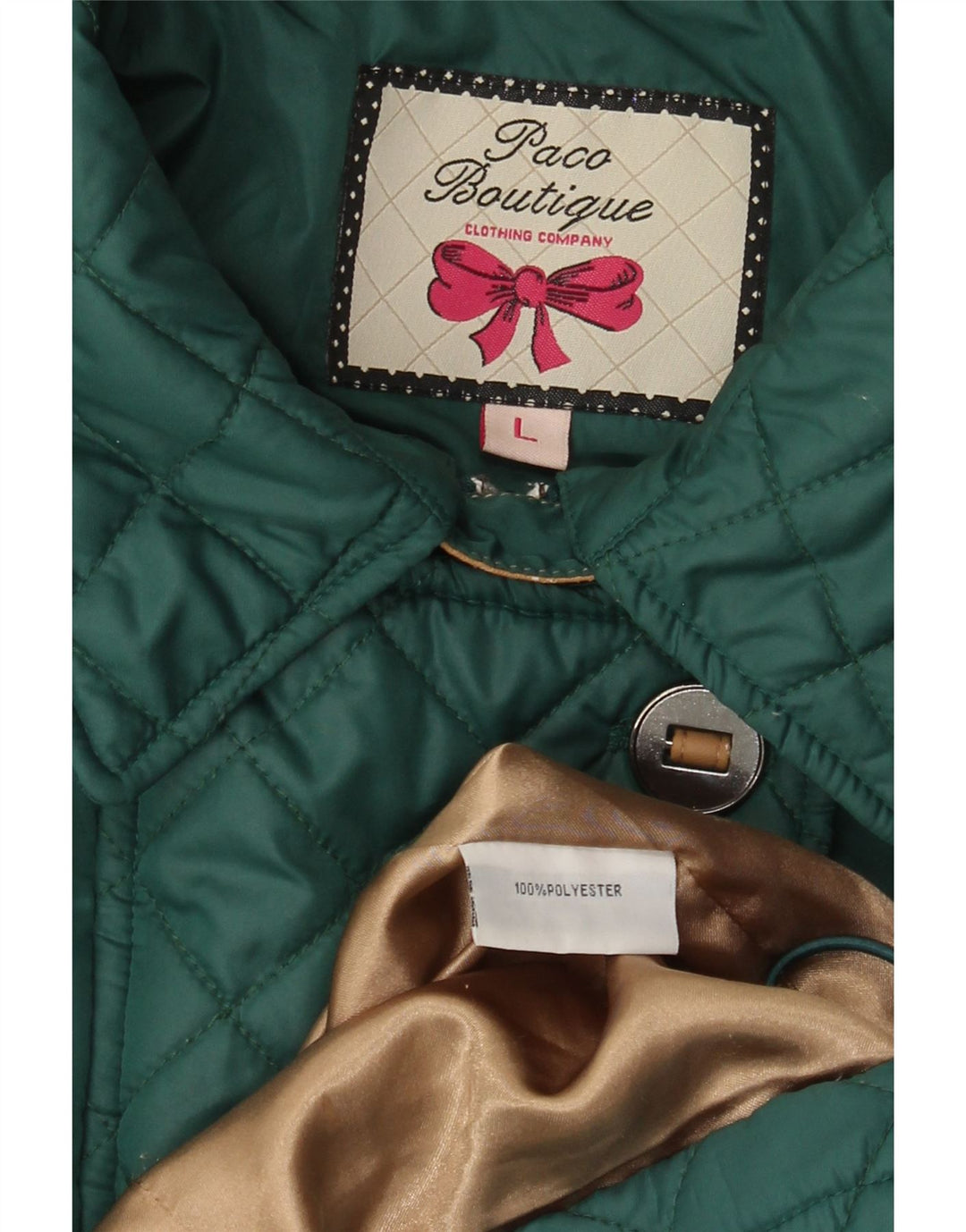 Paco Boutique Γυναικείο καπιτονέ παλτό ανεμοθραύστη UK 16 μεγάλο πράσινο πολυεστέρα