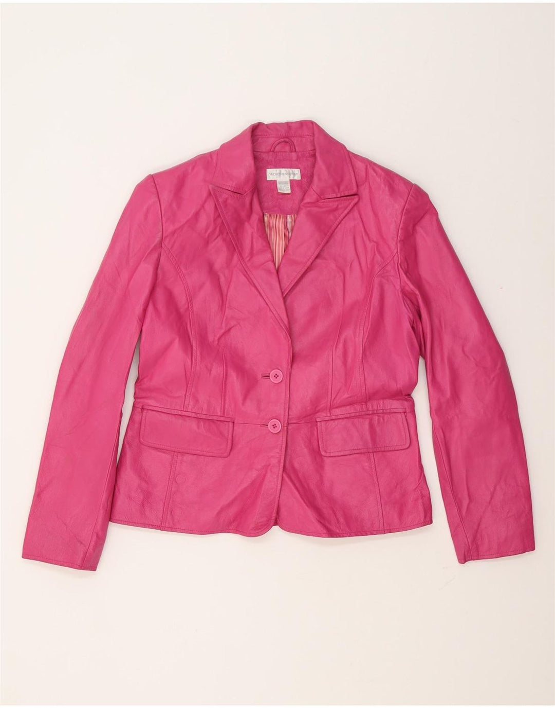 Worthington Γυναικείο δερμάτινο σακάκι με 2 κουμπιά UK 12 Medium Pink Leather
