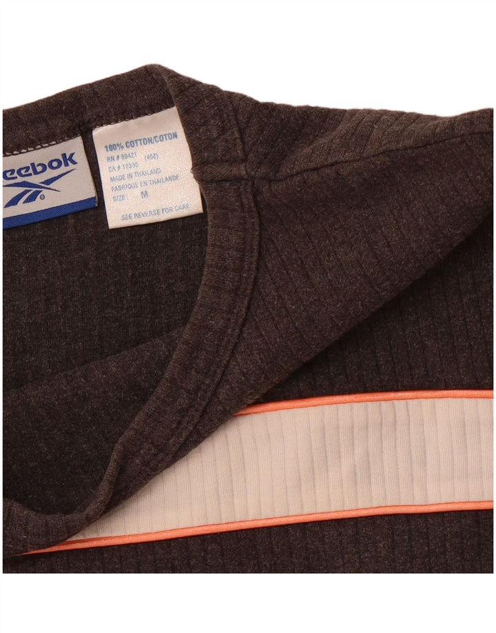 Γυναικείο T-Shirt REEBOK Top UK 12 μεσαίου γκρι χρώματος βαμβακερό