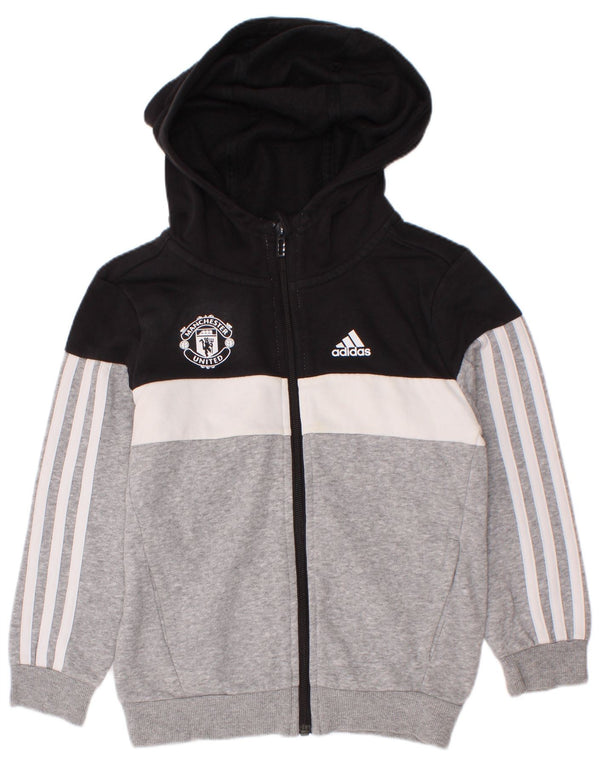 Πουλόβερ Adidas Boys Manchester United με φερμουάρ γκρι κουκούλα 6-7 ετών