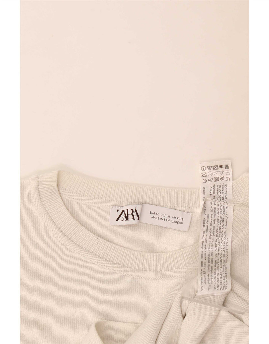 Zara Γυναικείο T-Shirt T-Shirt Top UK 12 Medium White Viscose