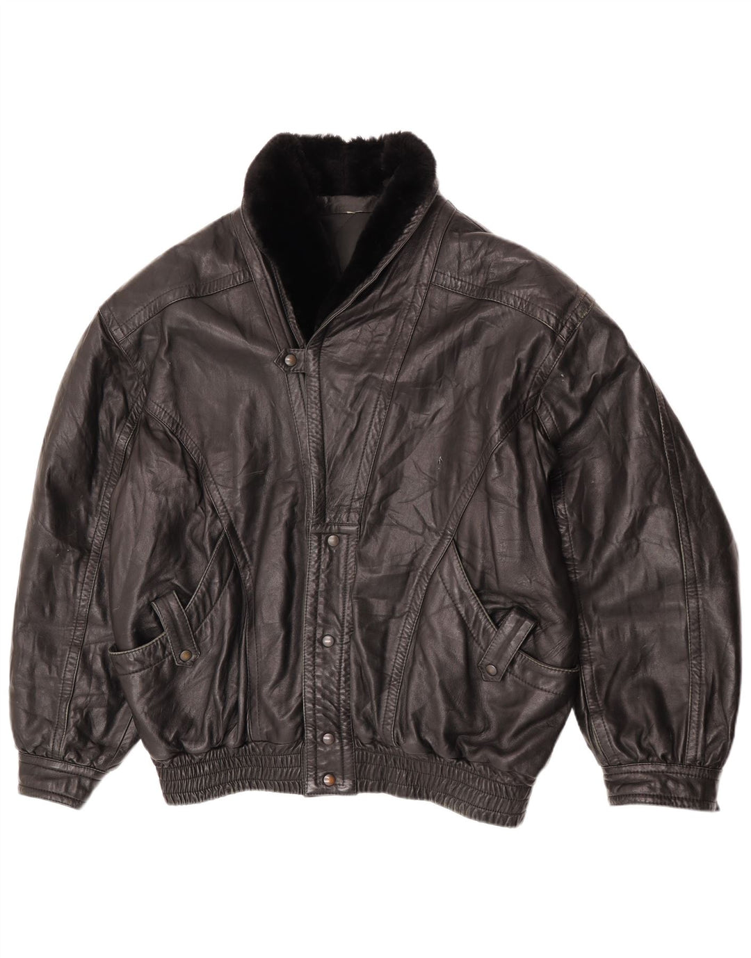 Vintage Ανδρικό Δερμάτινο Μπουφάν UK 42 XL Μαύρο Δερμάτινο