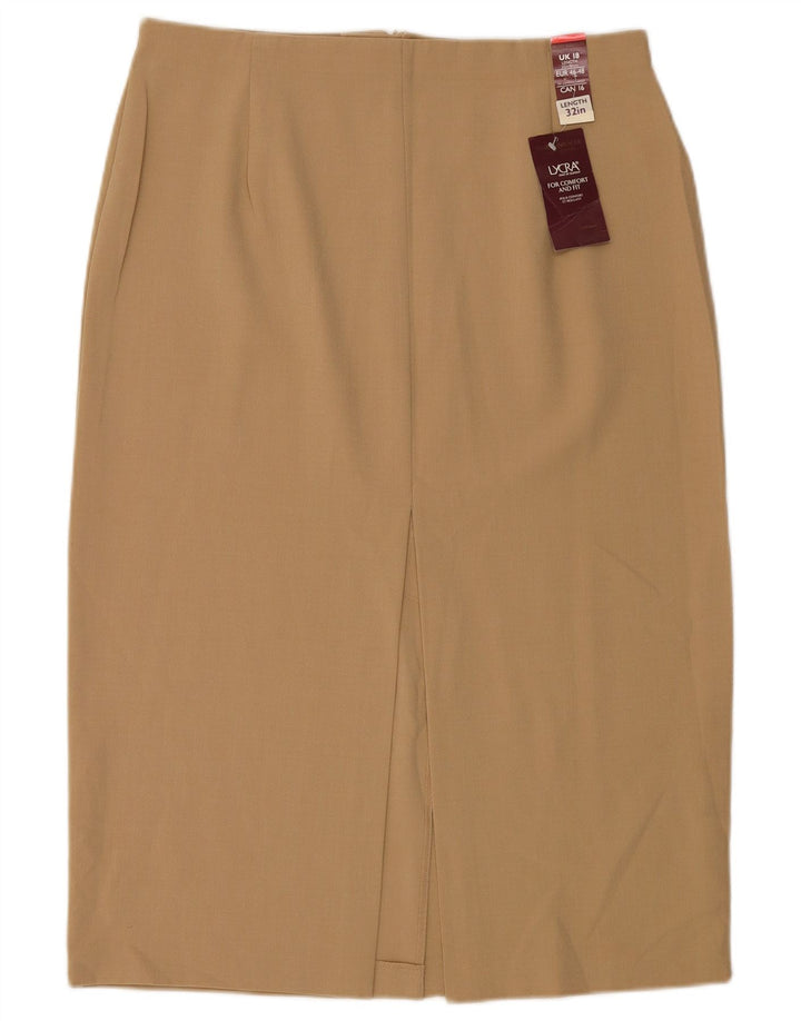 Marks & Spencer Γυναικεία Pencil Φούστα UK 18 XL W34 Beige Polyester