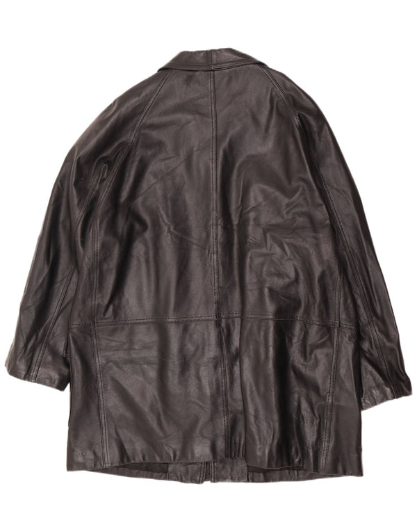 Vintage Ανδρικό Δερμάτινο Παλτό UK 42 XL Μαύρο