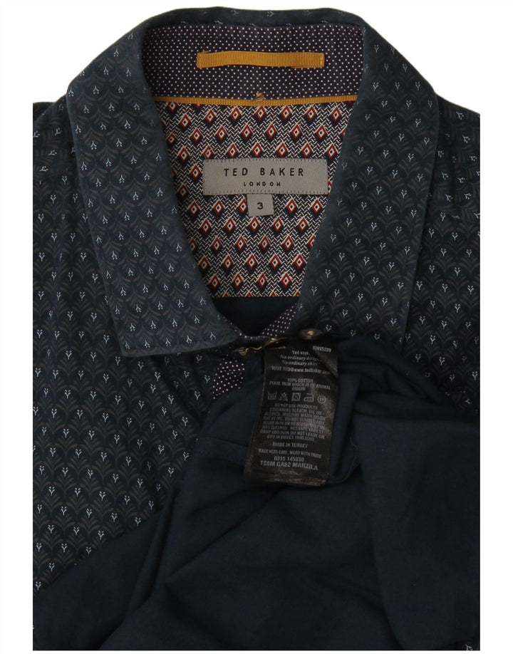 Ανδρικό πουκάμισο Ted Baker, Μέγεθος 3, Μεσαίο μπλε ναυτικό φλοράλ βαμβακερό