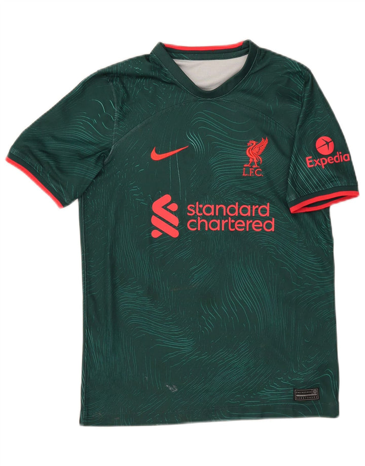 Γραφικό μπλουζάκι για αγόρια NIKE Top 11-12 ετών πράσινο πολυεστέρα