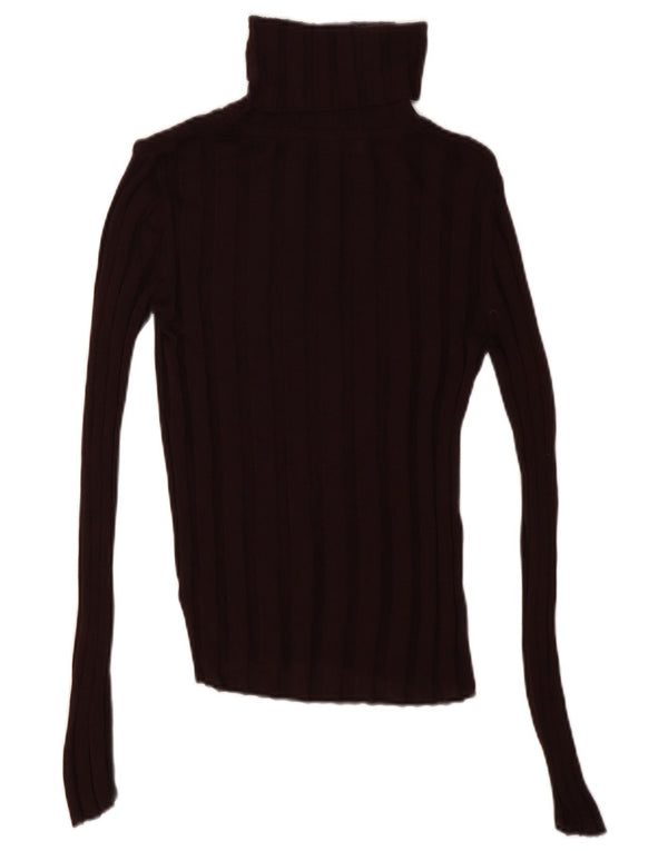 Zara Γυναικεία μπλούζα με ρολό λαιμόκοψη Τοπ UK 10 Small Burgundy Lyocell