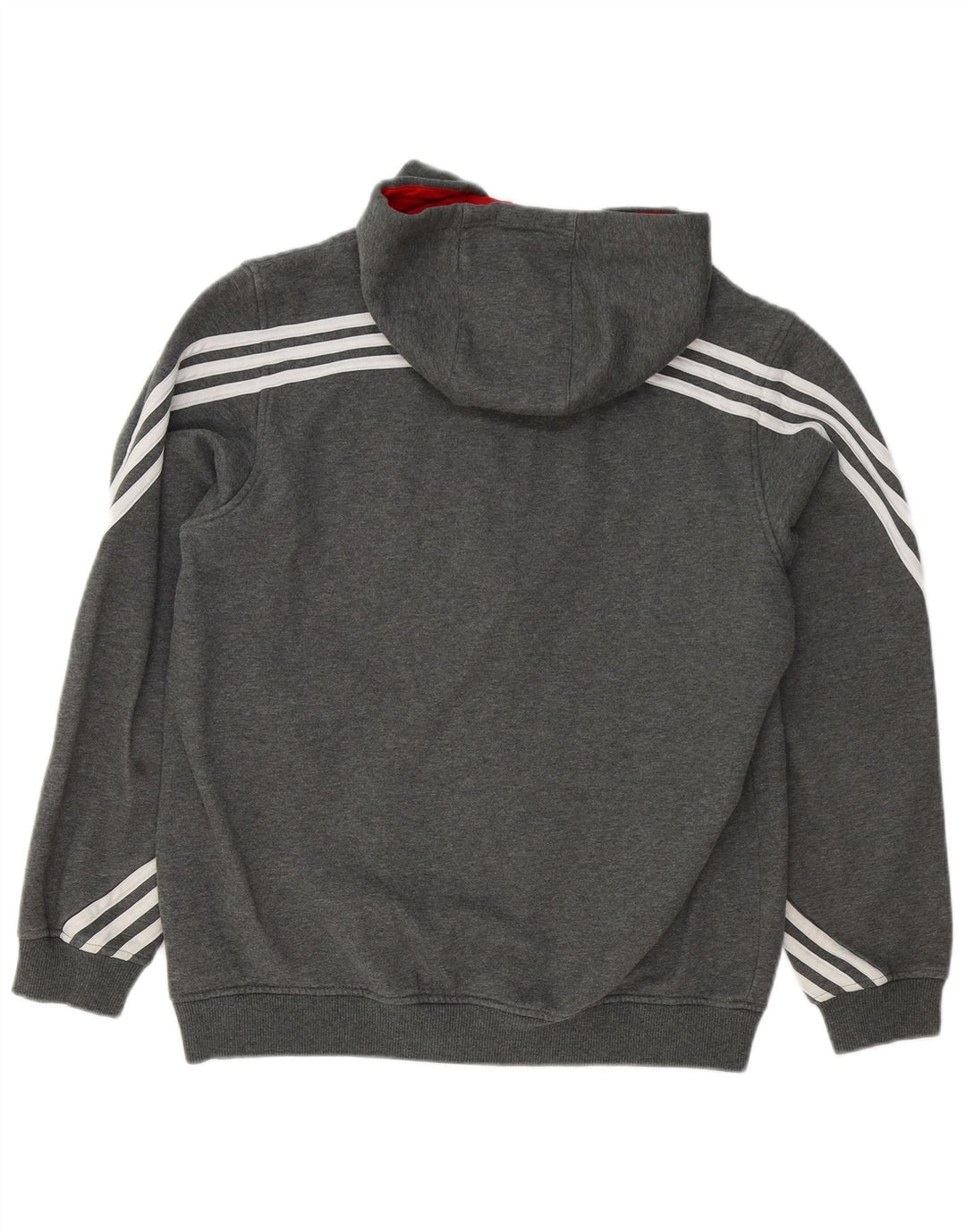 Ανδρικό πουλόβερ με κουκούλα με φερμουάρ Adidas μεγάλο γκρι βαμβακερό