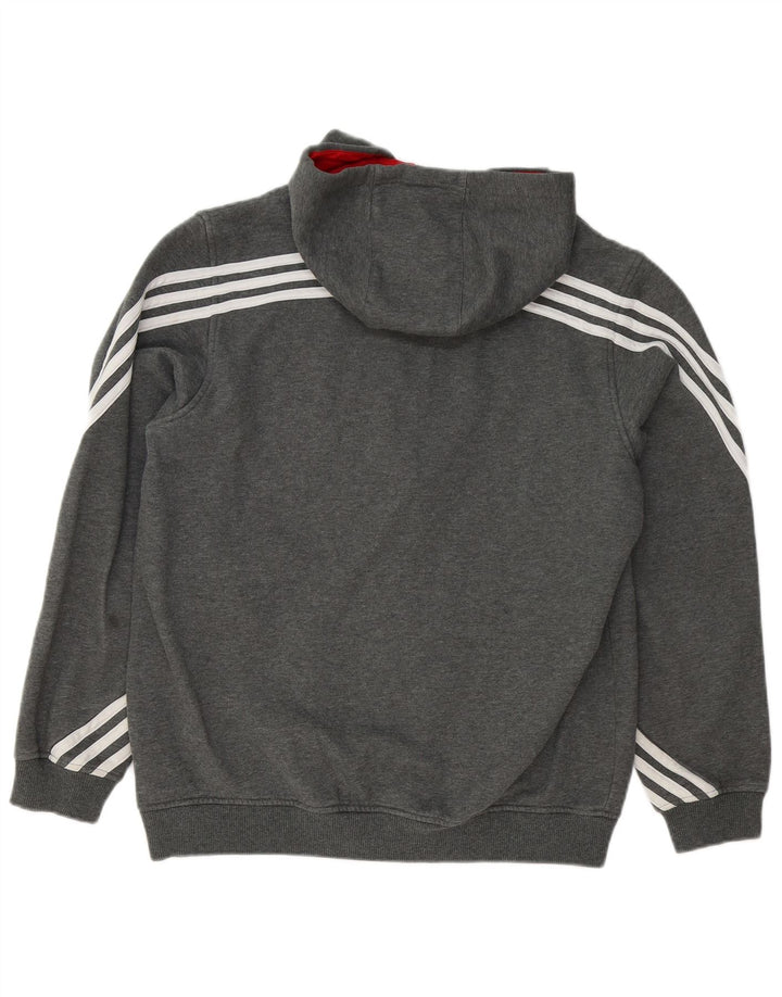 Ανδρικό πουλόβερ με κουκούλα με φερμουάρ Adidas μεγάλο γκρι βαμβακερό