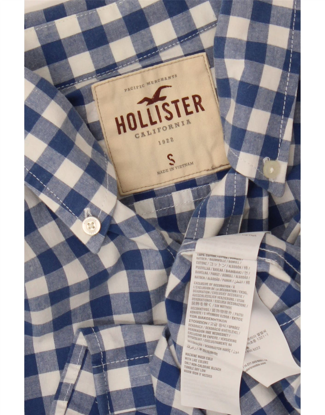 Ανδρικό πουκάμισο HOLLISTER Small Navy Blue Gingham Cotton