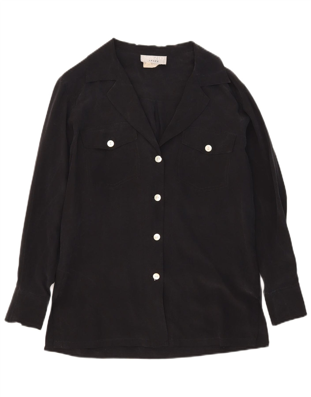 Spazio Γυναικείο πουκάμισο Oversized Μπλούζα UK 10 Small Black Silk