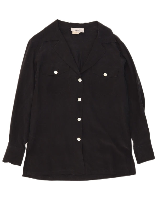 Spazio Γυναικείο πουκάμισο Oversized Μπλούζα UK 10 Small Black Silk