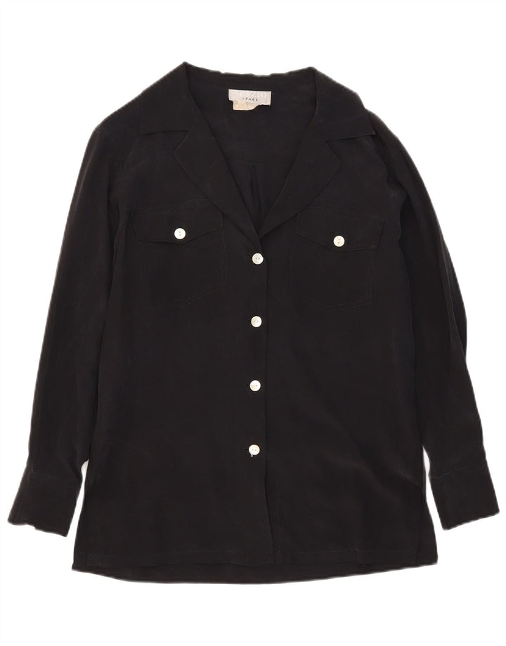 Spazio Γυναικείο πουκάμισο Oversized Μπλούζα UK 10 Small Black Silk