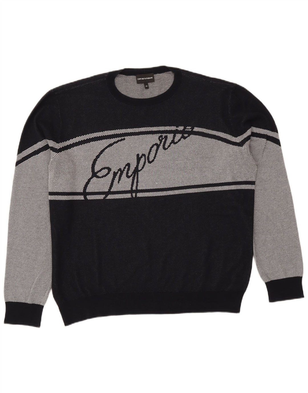 Ανδρικό γραφικό φούτερ Emporio Armani Jumper 2XL Μαύρο βαμβακερό χρώμα