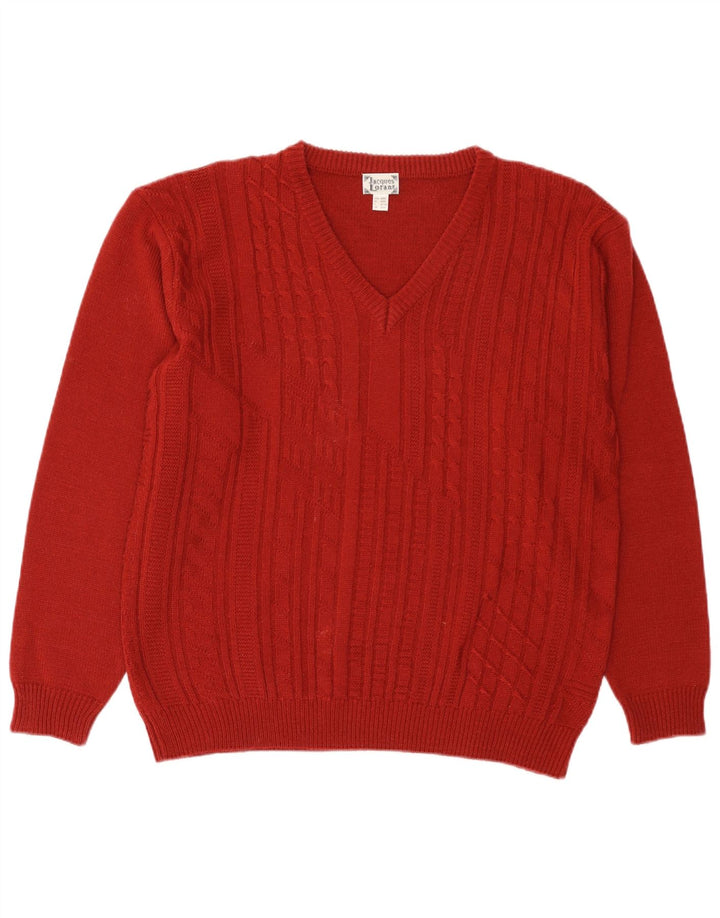 Ανδρικό πουλόβερ Jacques Lorant με V λαιμόκοψη UK 38/40 Μεσαίο κόκκινο πολυακρυλικό