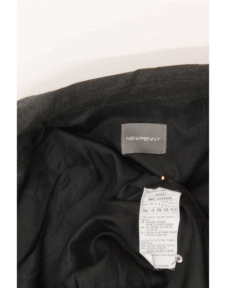 New Penny Womens 2 Button Blazer Jacket UK 10 Small Grey Viscose