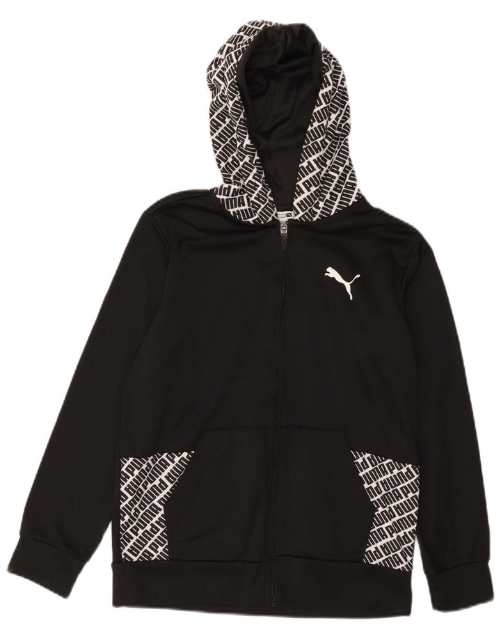 Puma Boys γραφικό πουλόβερ με κουκούλα με φερμουάρ 10-11 ετών Μεσαίο μαύρο πολυεστέρα
