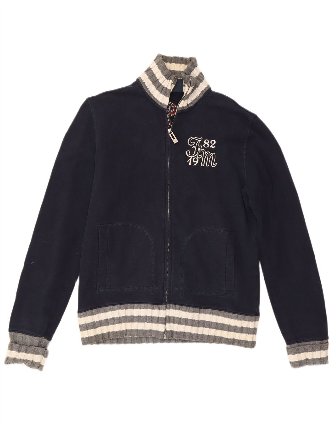 Ανδρικό πουλόβερ γραφικών ζακέτα Fred Mello Medium Navy Blue Colourblock