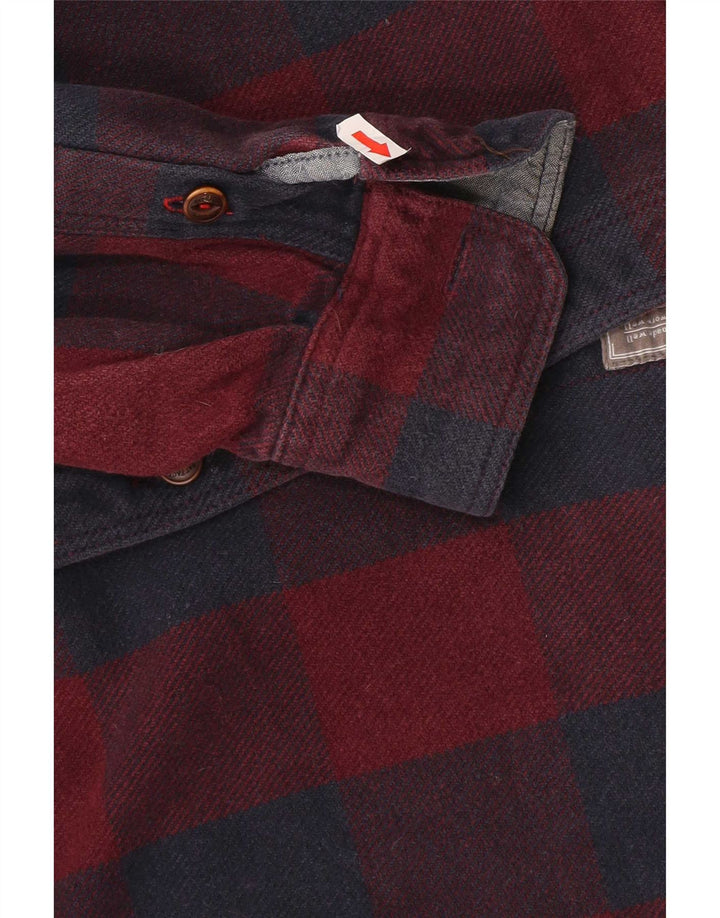 Fat Face Ανδρικό πουκάμισο Classic Fit Flannel Μικρό κόκκινο βαμβακερό