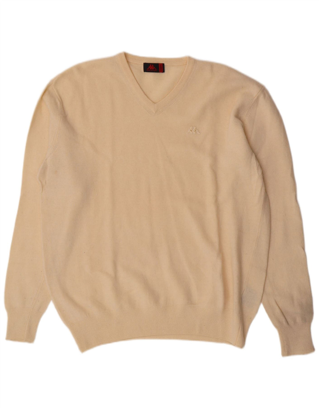 Ανδρικό πουλόβερ Kappa με V λαιμόκοψη XL Off White Lambswool