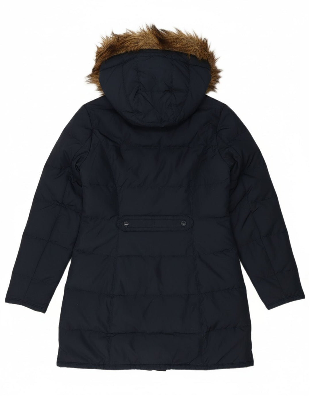 TOMMY HILFIGER Womens Hooded Padded Coat UK 10 Small Navy Blue Polyester
