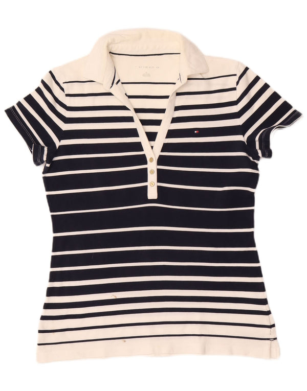 Tommy Hilfiger γυναικείο μπλουζάκι πόλο UK 14 Medium Navy Blue ριγέ